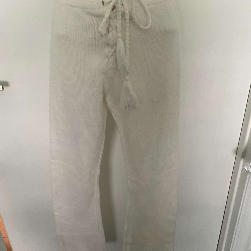 White Lace-Up Pants